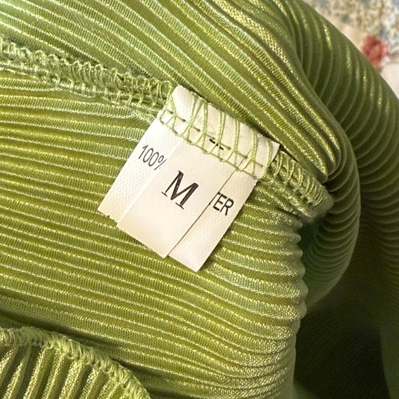 Green Tie-Front Ribbed Top - Picture 3 of 3